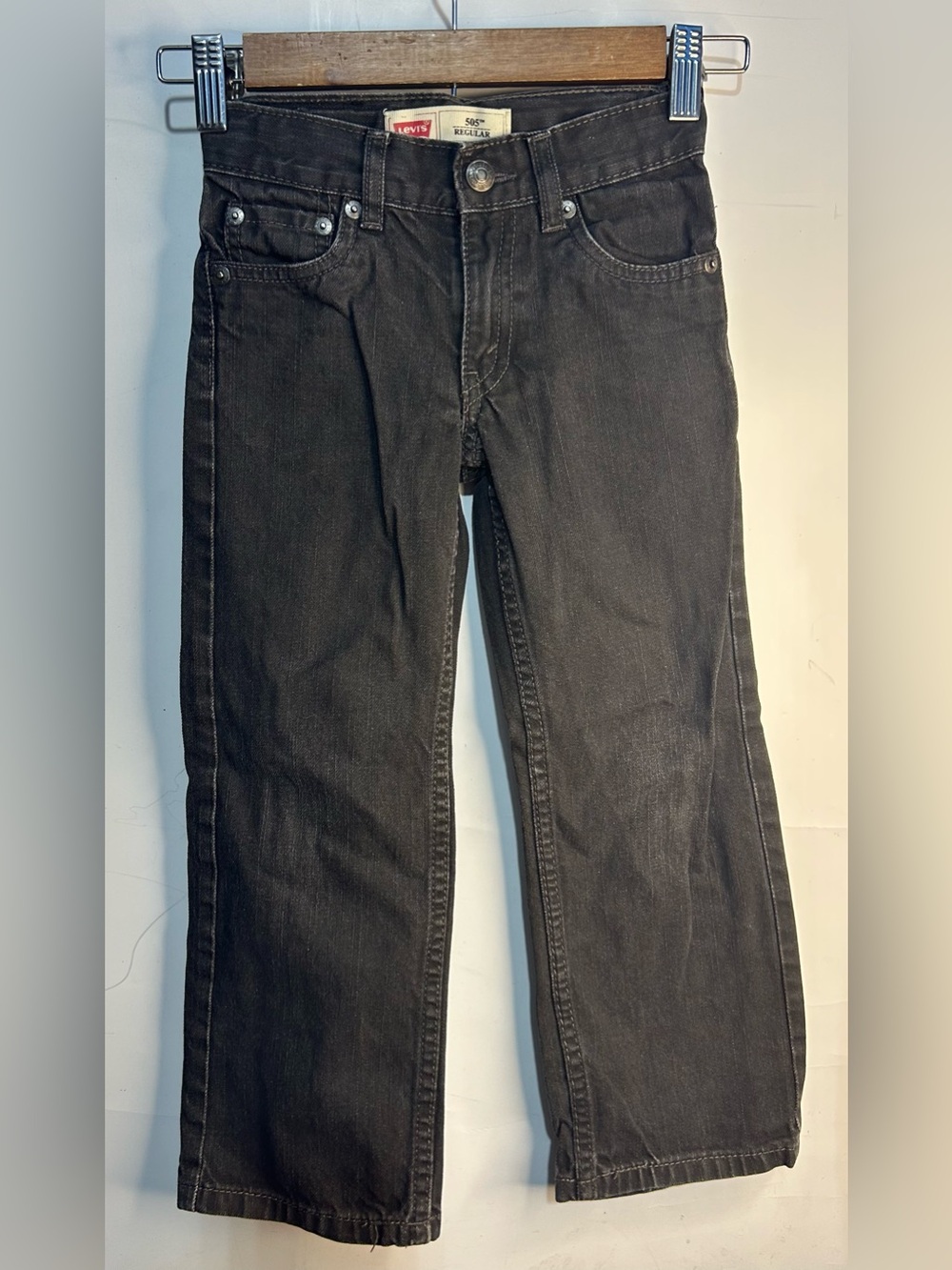 Levi's 505 Adjustable Waist Black Denim Jeans boys Size 6 Slim